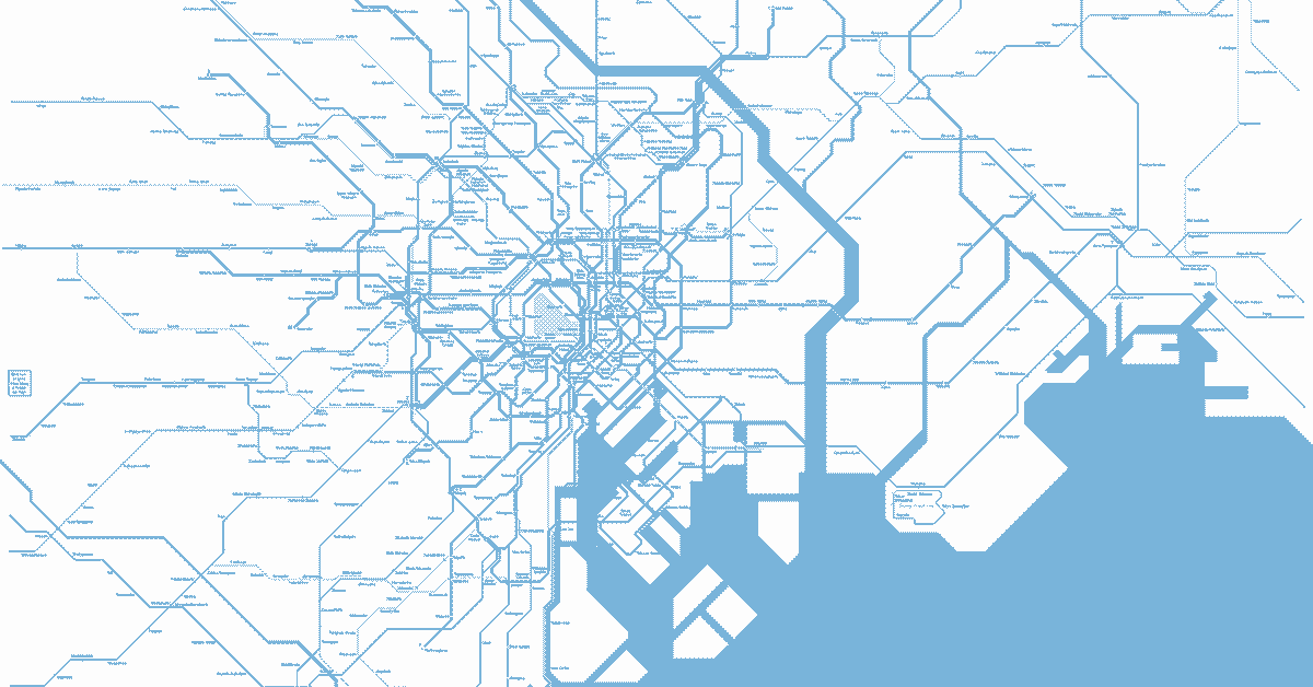Abstrahierte Karte der U-Bahnlinien in Toyko